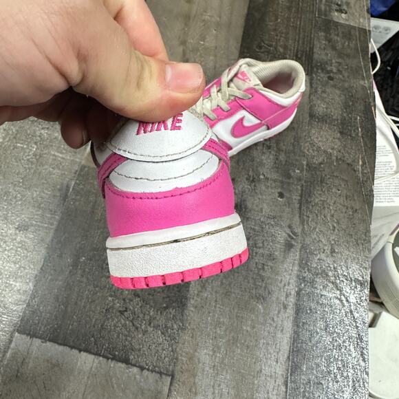 New Nike Dunk Low TD Size 10c Toddler Baby Fuchsia White FB9107-102 - Picture 16 of 16